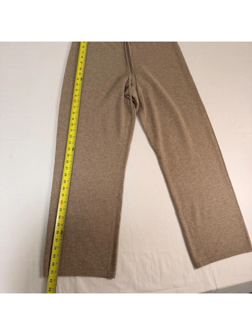 Hannah Rose 100% Cashmere Wide-Leg Pants in Beige, Size Large